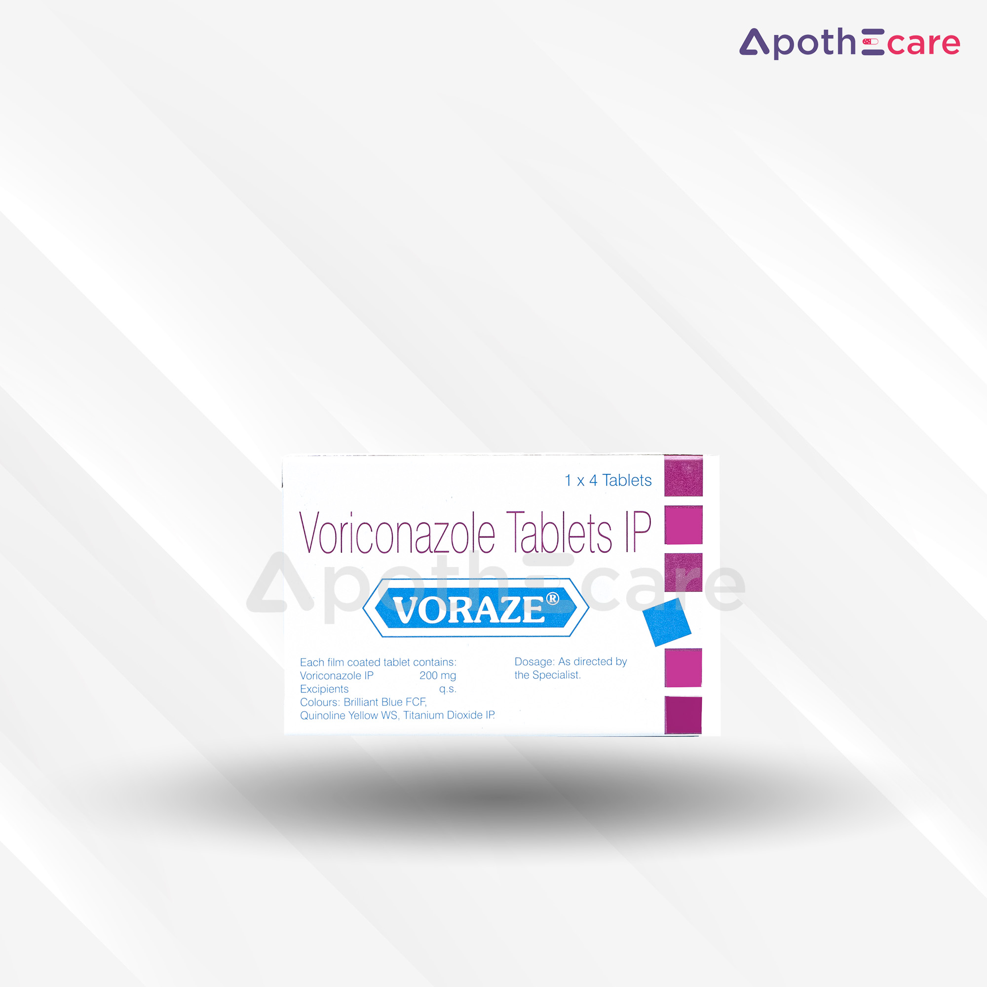 Voraze 200mg tablet pack of 4, used for fungal infections.