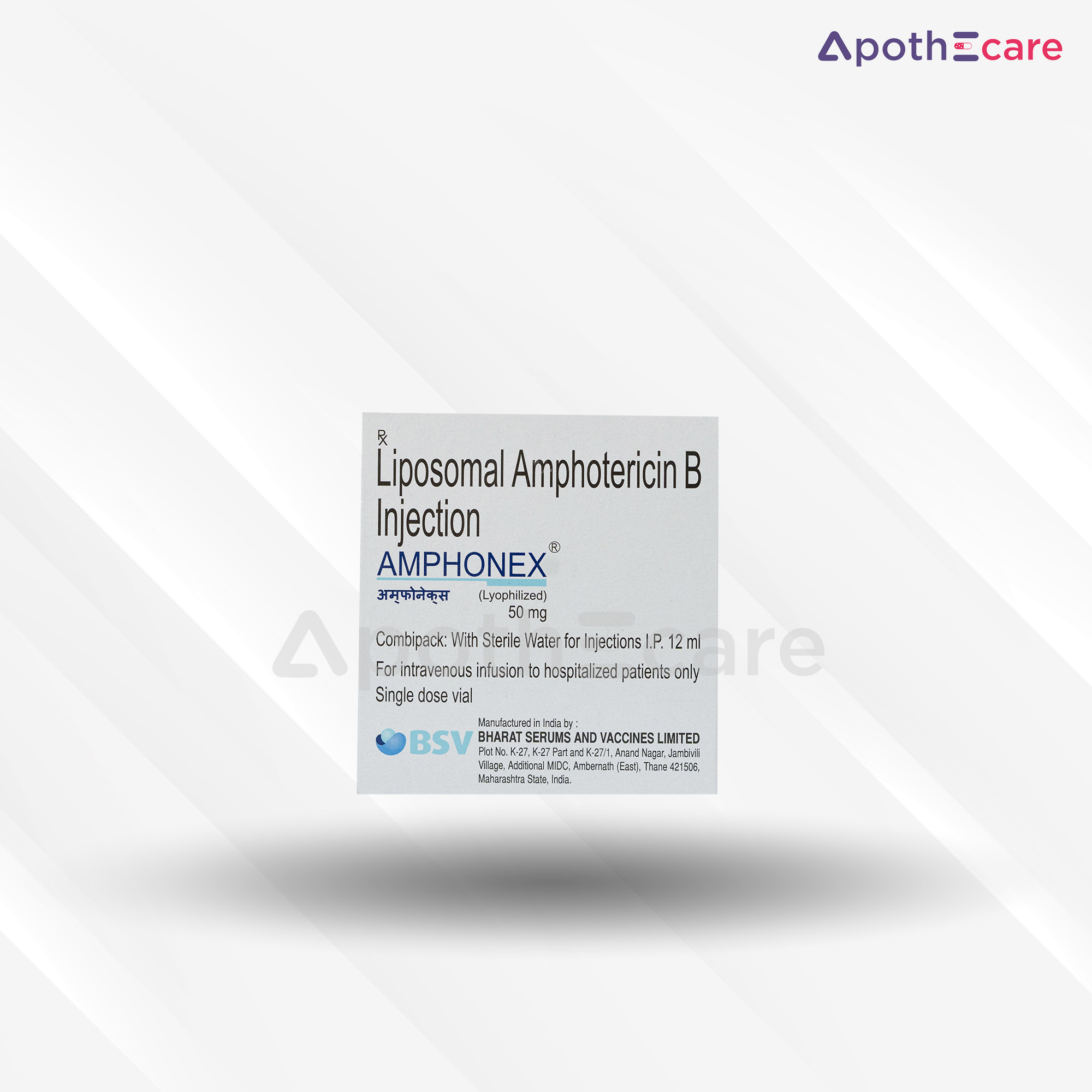 Amphonex 50mg injection, an antifungal medication.
