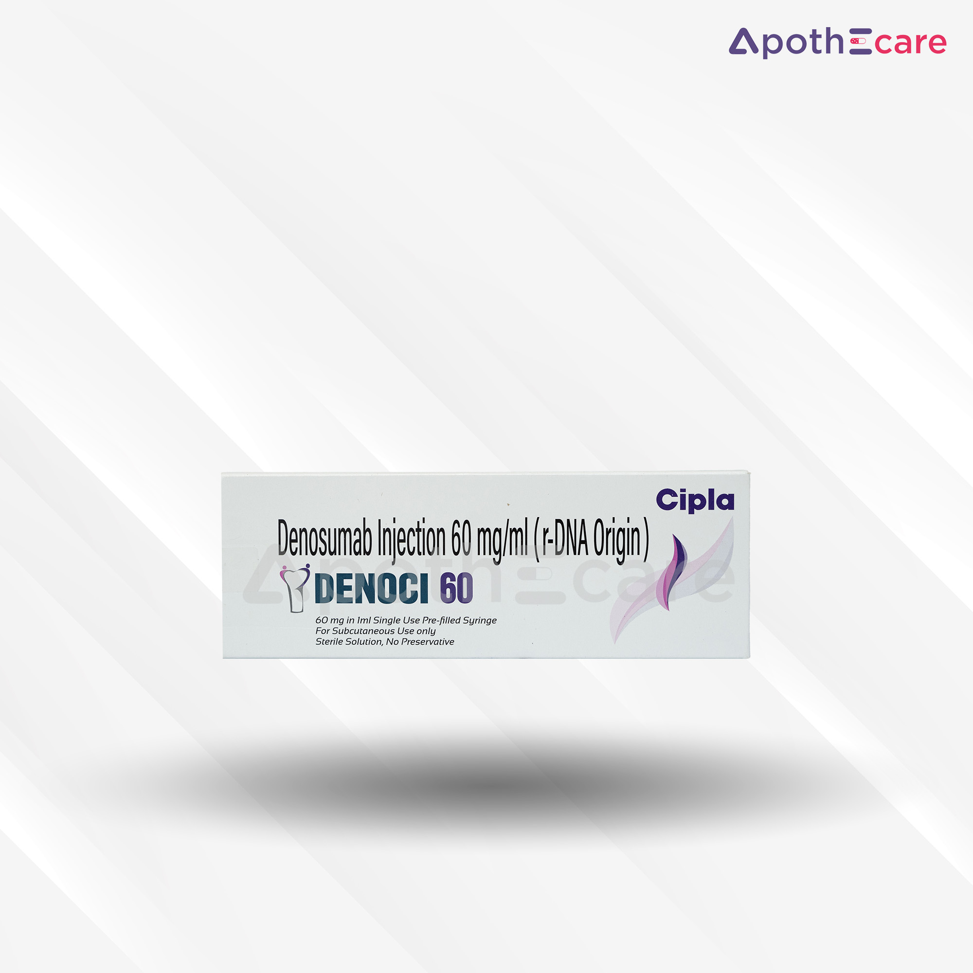 Denoci 60mg vial, an injectable for treating bone conditions.