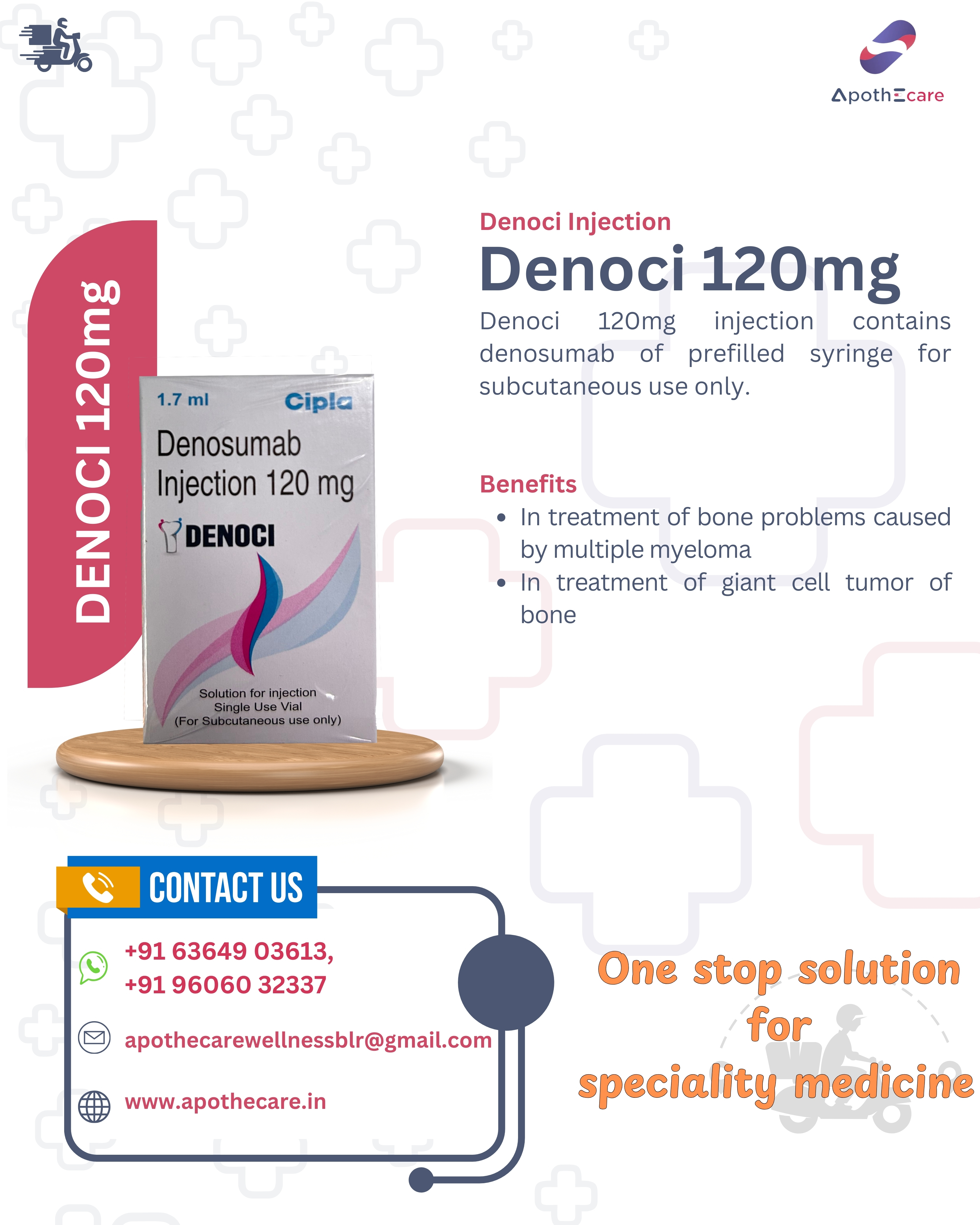 Denoci 120mg Injection, used in the treatment of bone-related conditions.