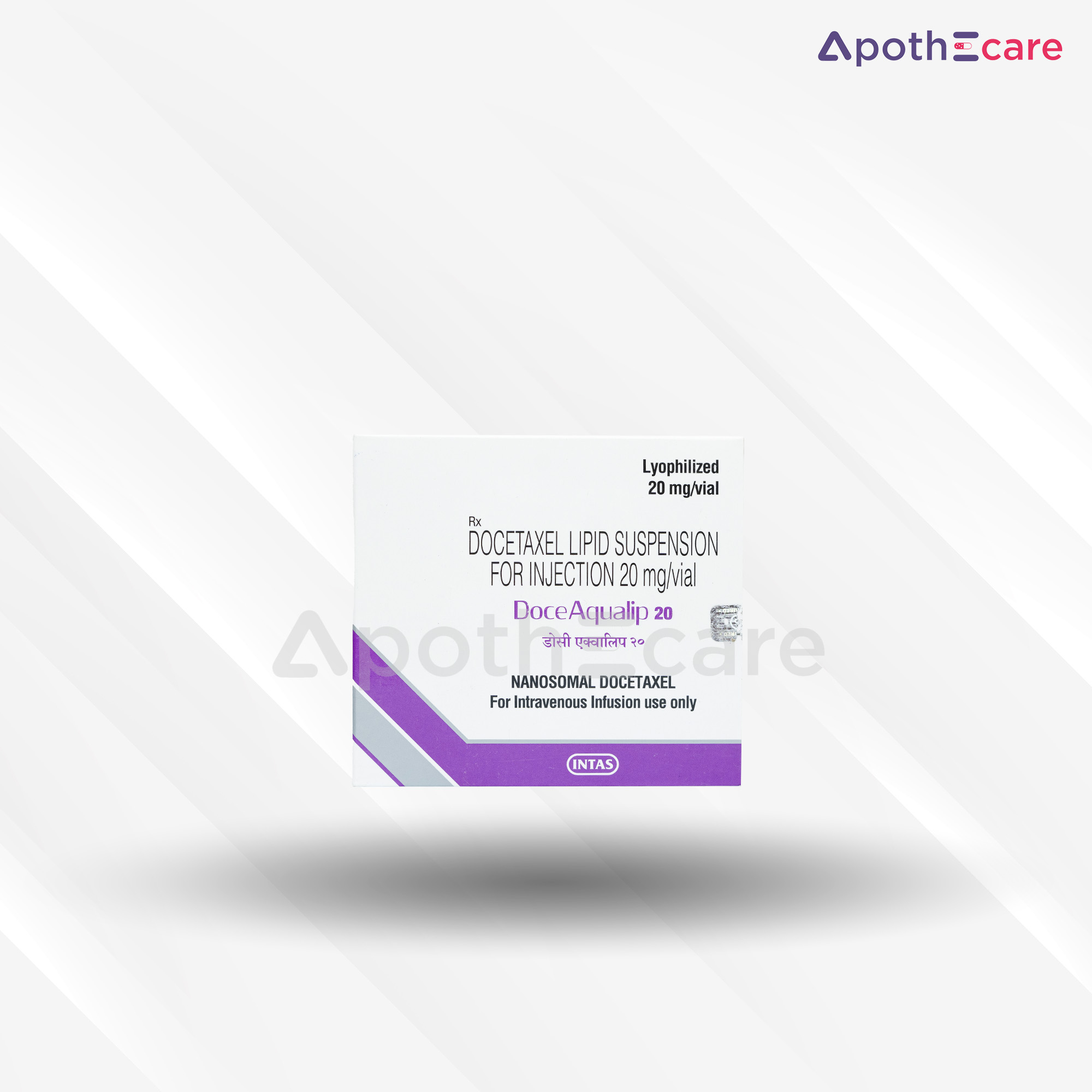 Doceaqualip 20mg vial, used in cancer treatment.