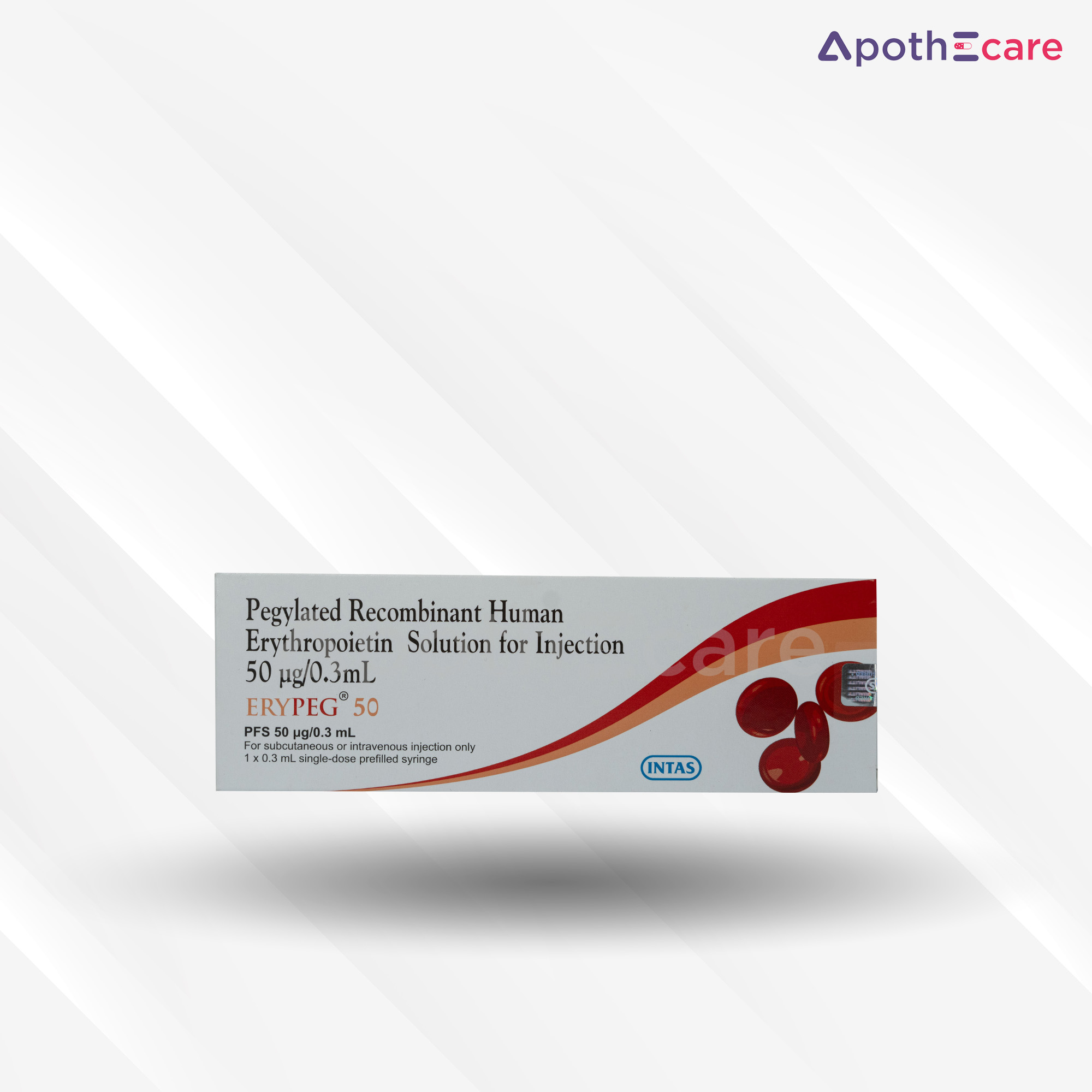 Erypeg 50mcg Injection, used for treating specific conditions related to anemia.