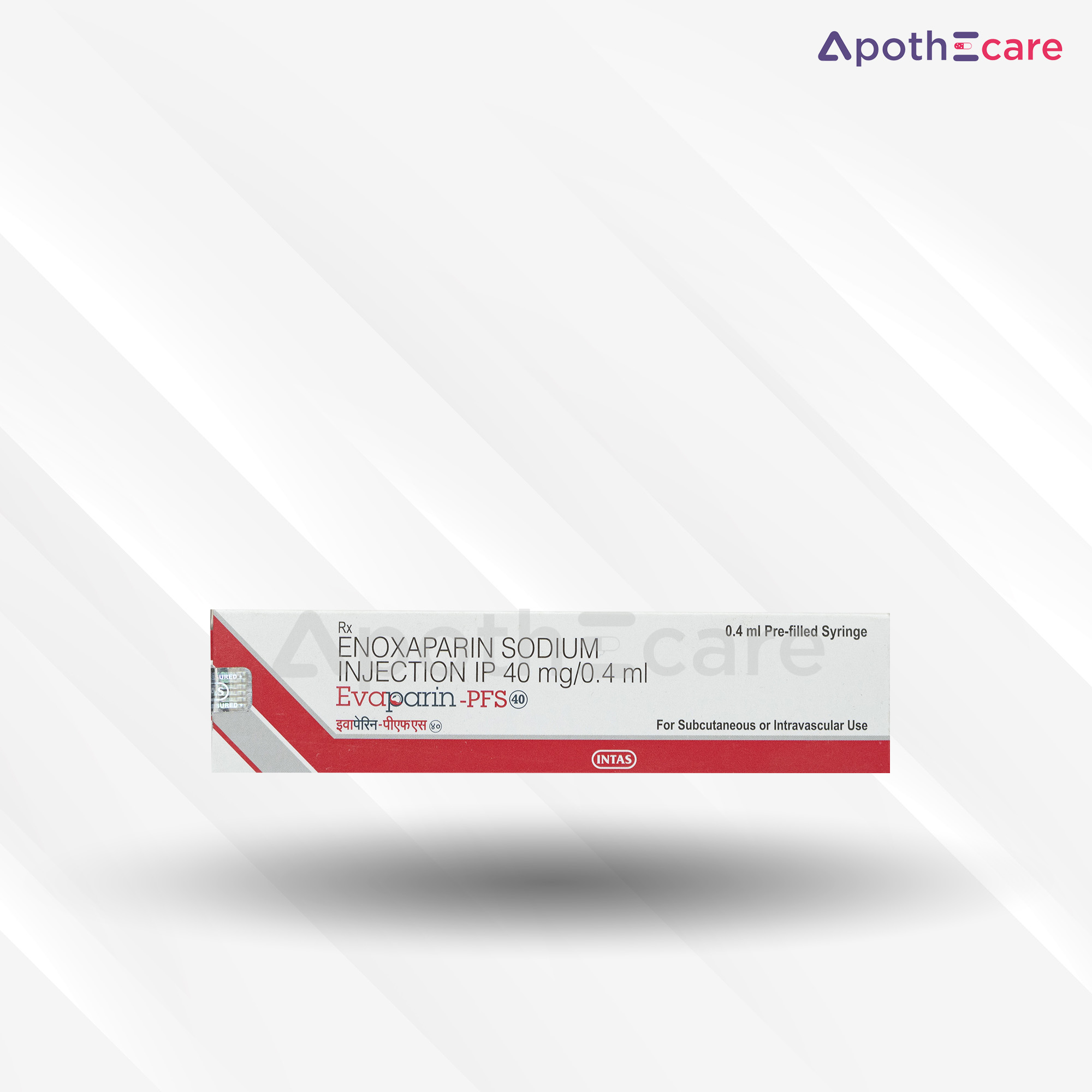 Evaparin 40mg PFS, a medication for anticoagulation therapy.