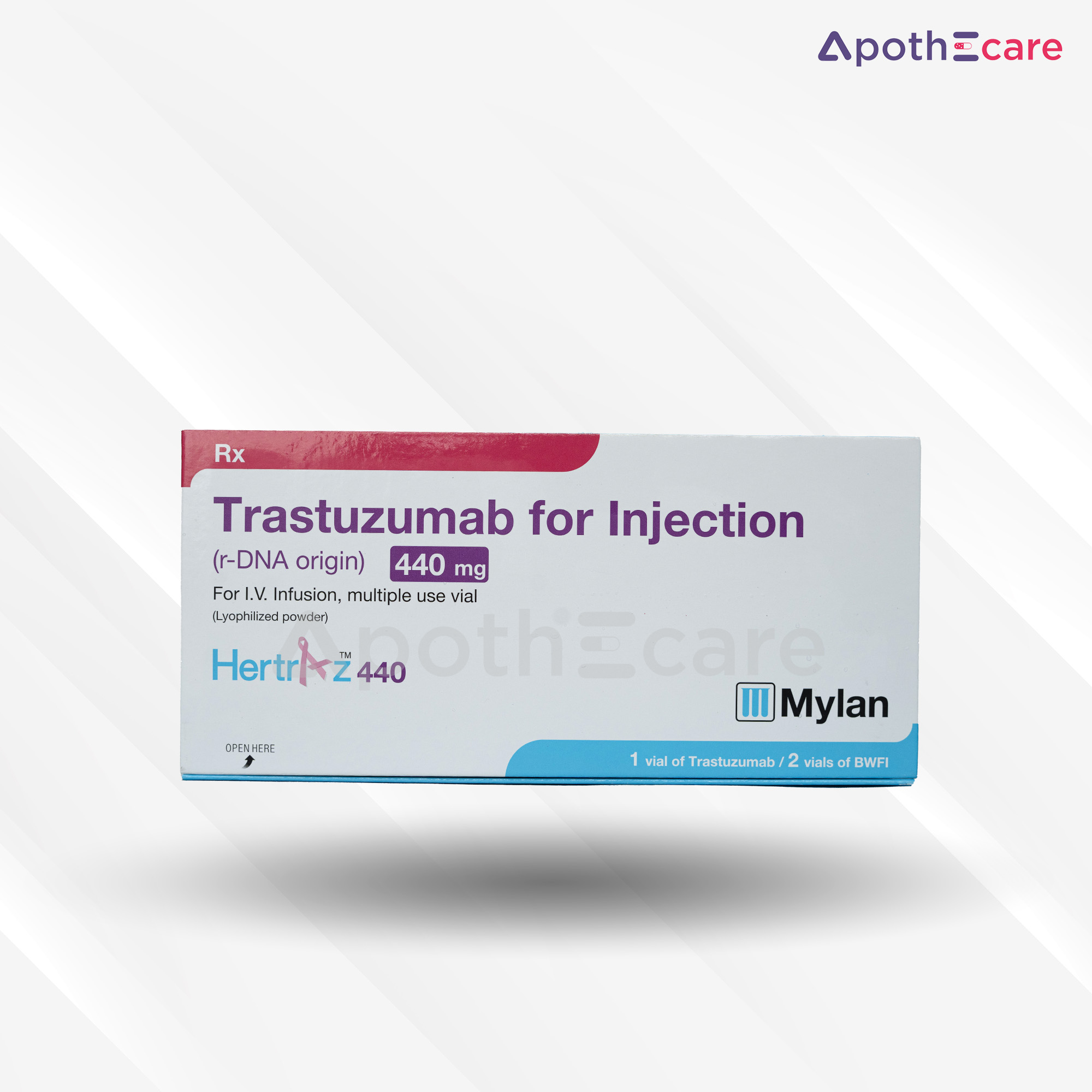 Hertraz 440mg vial, a medication for targeted cancer therapy.