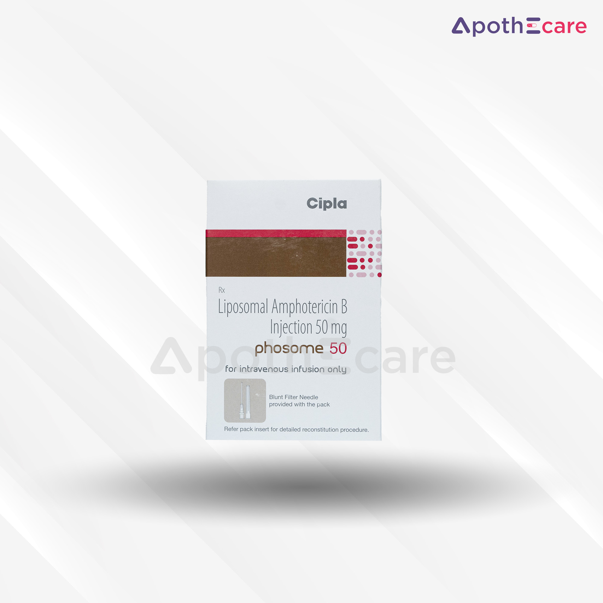 Phosome 50mg injection vial, used for cancer treatment.