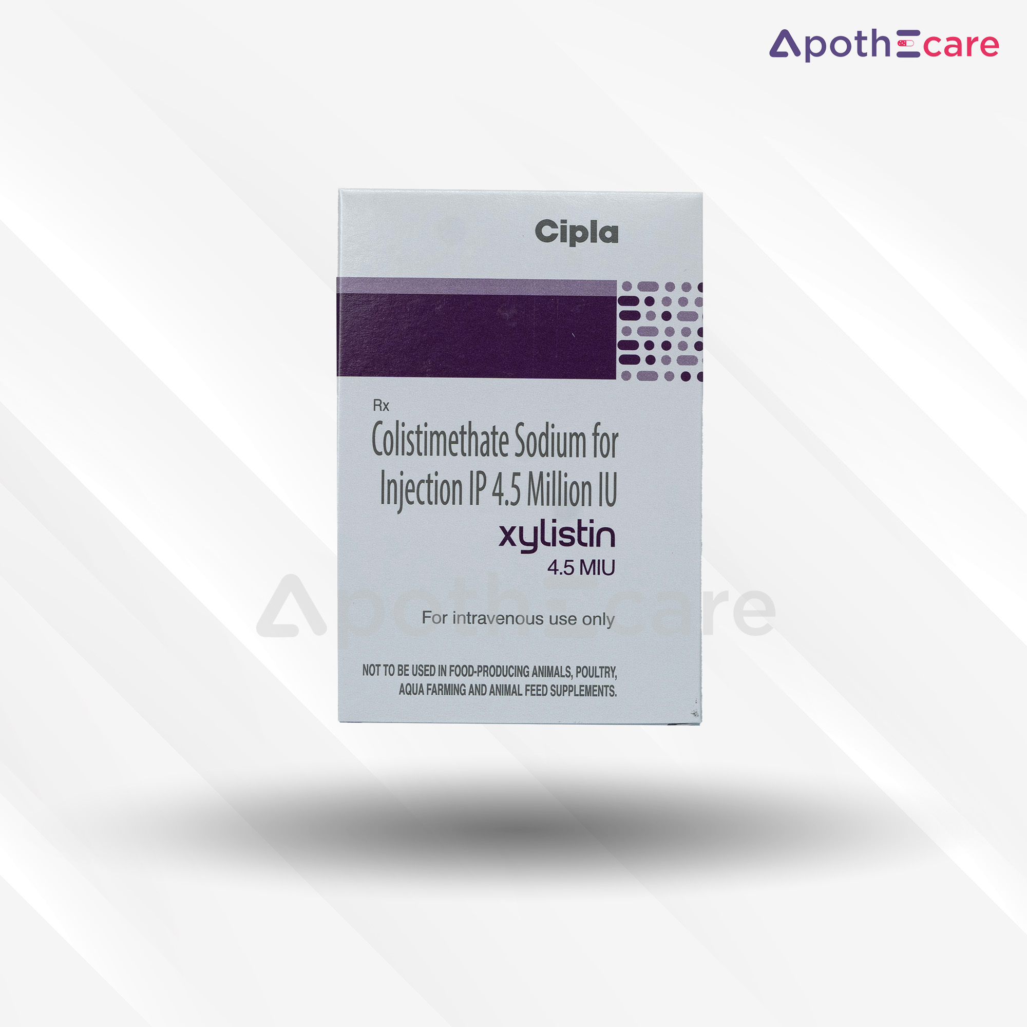 Xylistin 4.5 MIU Injection, an antibiotic used to treat severe bacterial infections.