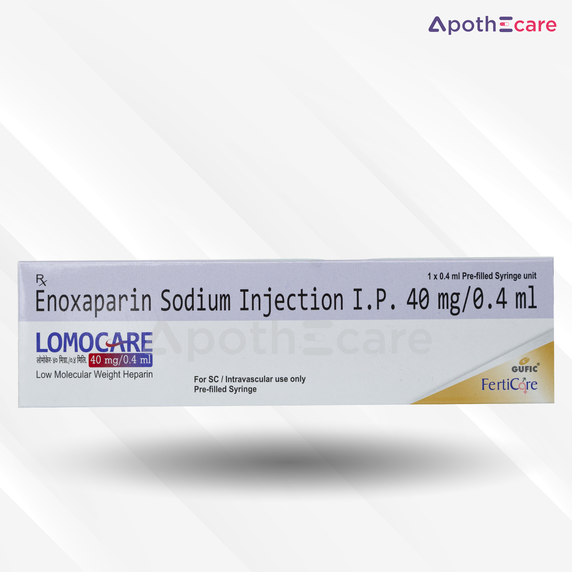 Lomocare 40mg Injection, used as an anticoagulant to prevent and treat blood clots.