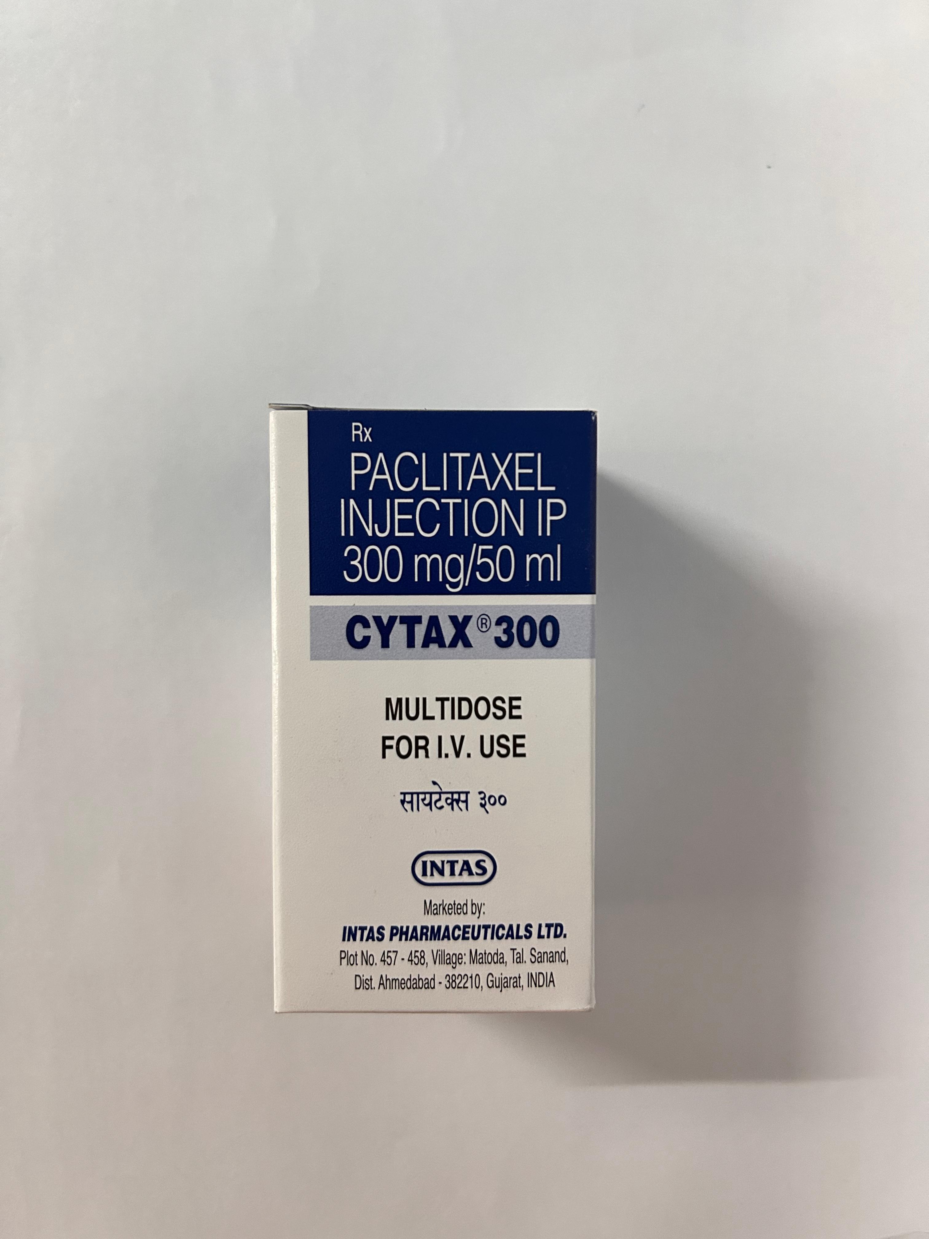 Cytax 300mg Injection, used to treat a variety of cancers, such as Kaposi's sarcoma, lung cancer, ovarian cancer, and breast cancer.