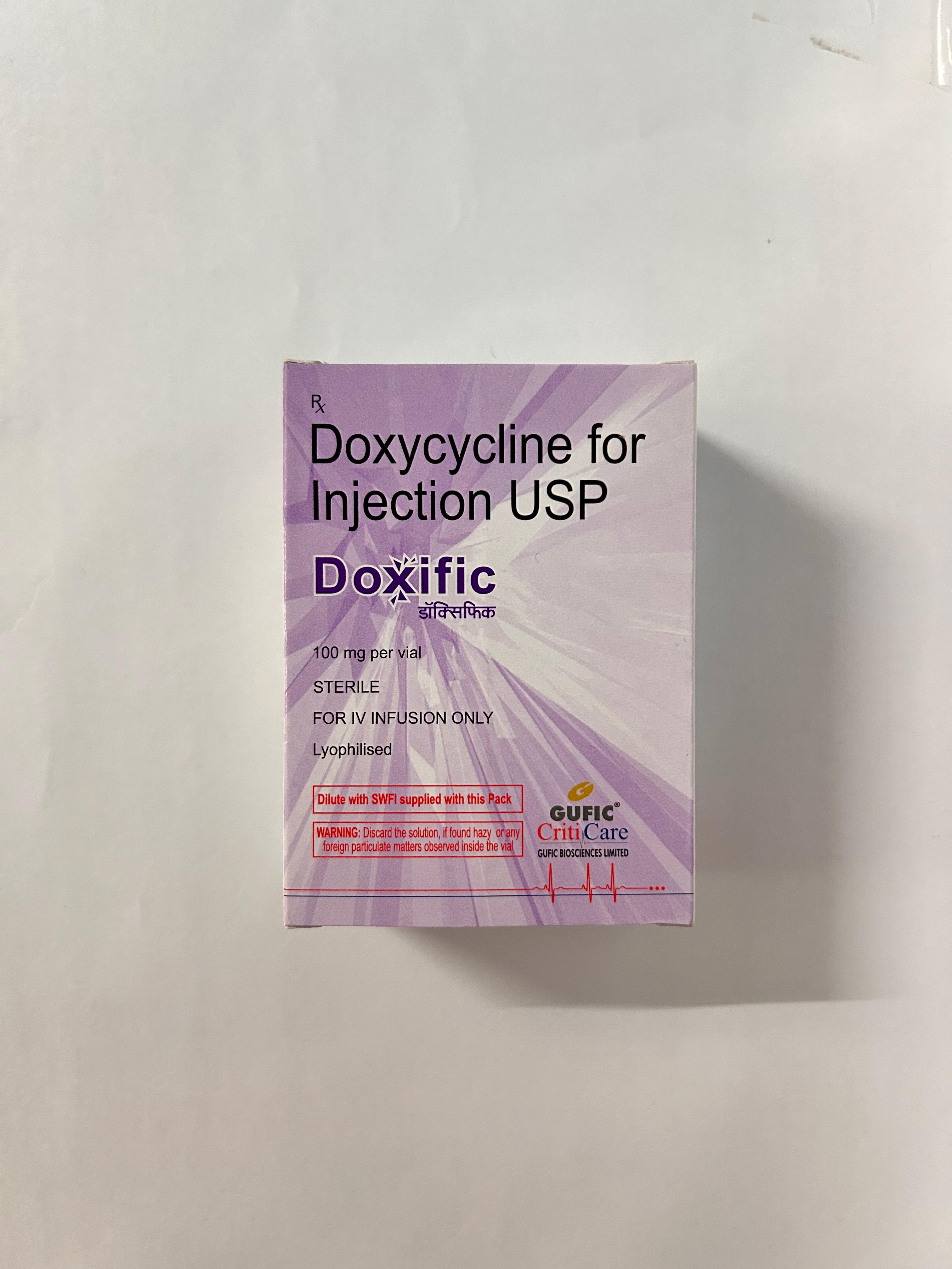 Doxific 100mg Injection, It is frequently used to treat a variety of bacterial infections.