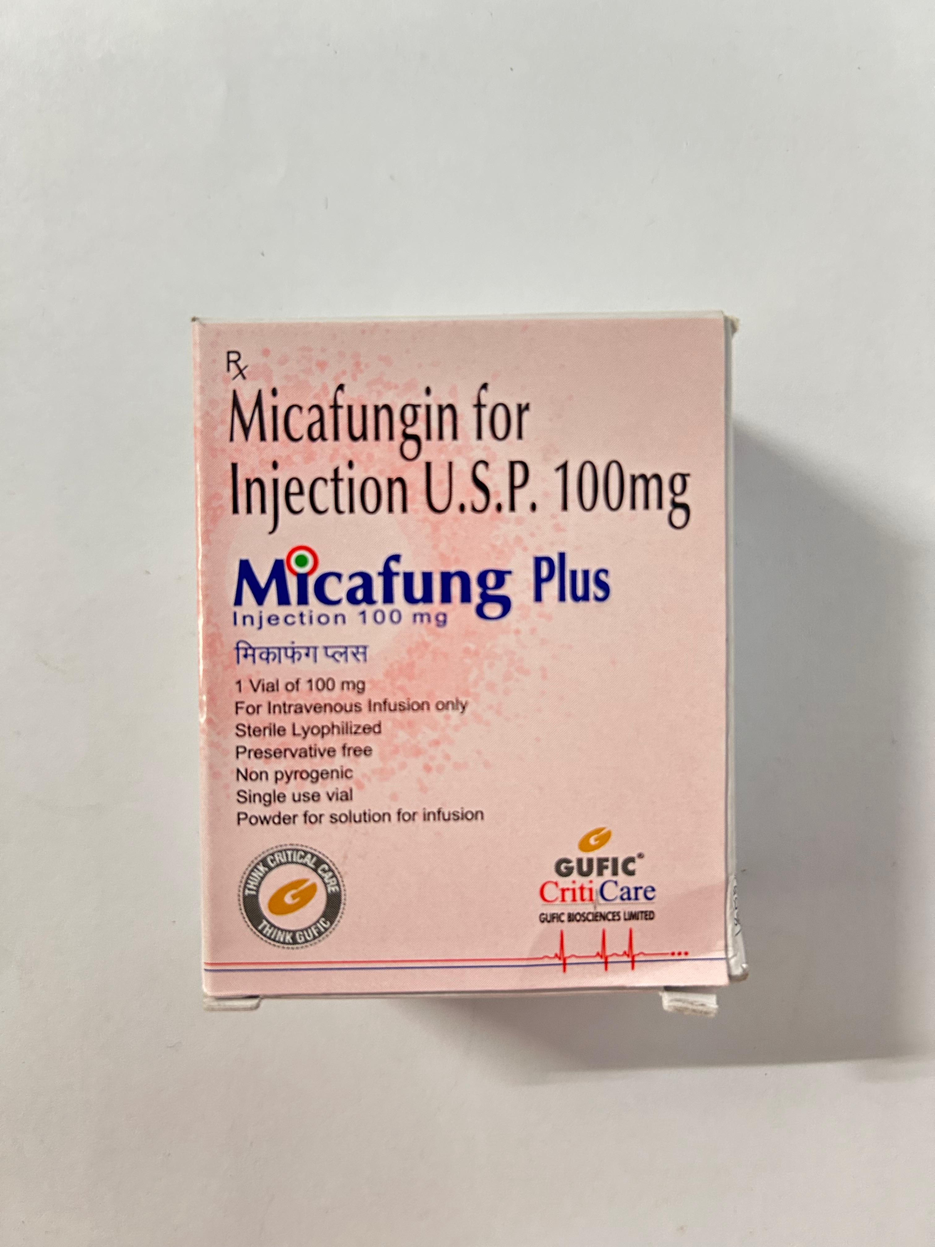 Micafung Plus 100mg Injection, used to treat fungal infection.