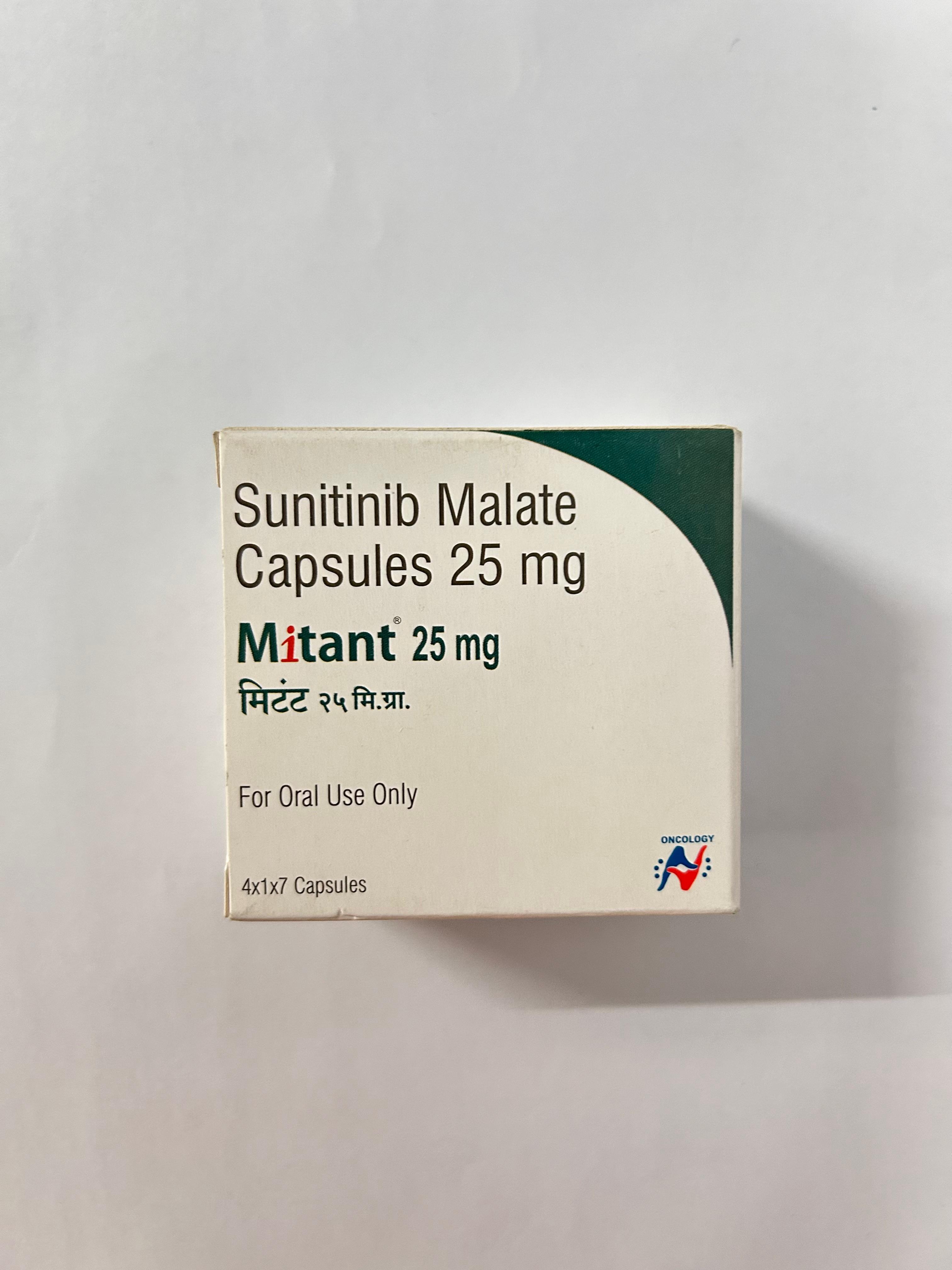 Mitant 25mg Capsule, used primarily in the treatment of certain types of cancer