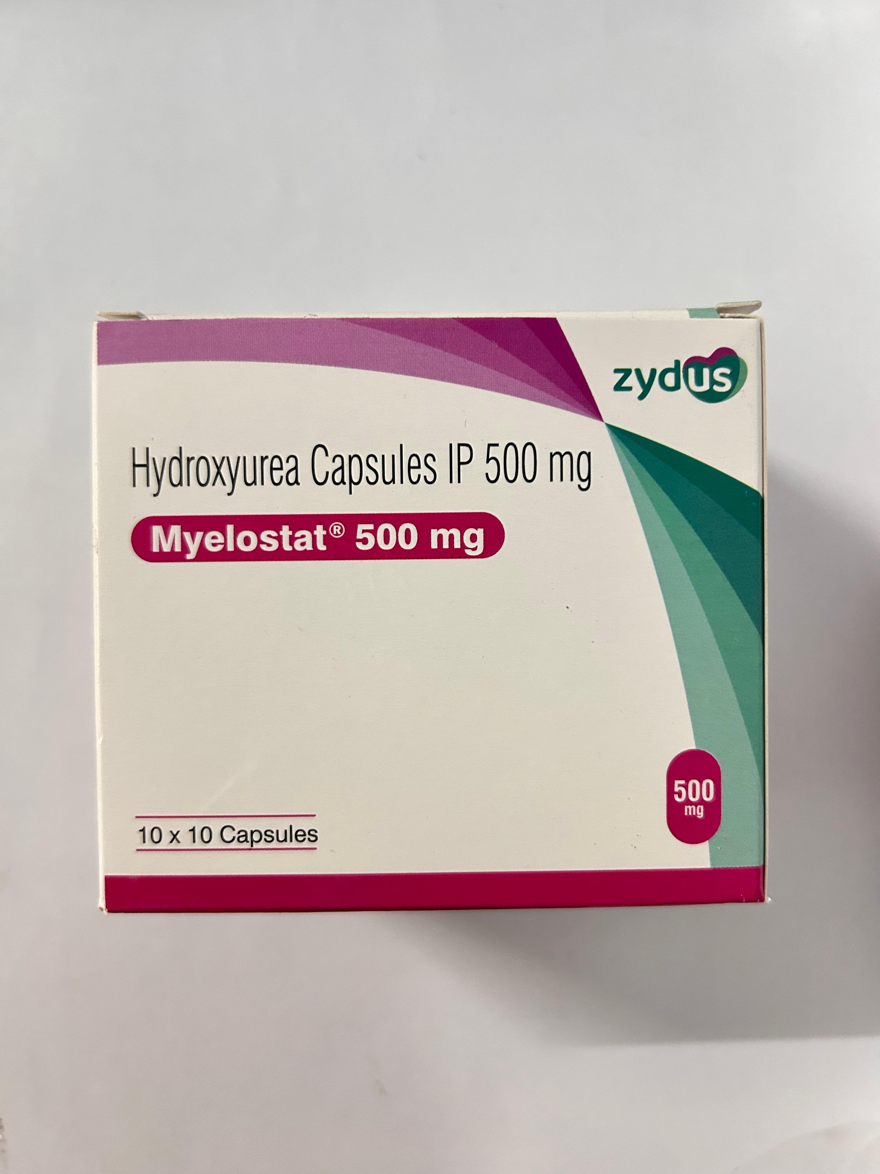 Myelostat 500mg Capsule, used to treat certain cancers and blood disorders.