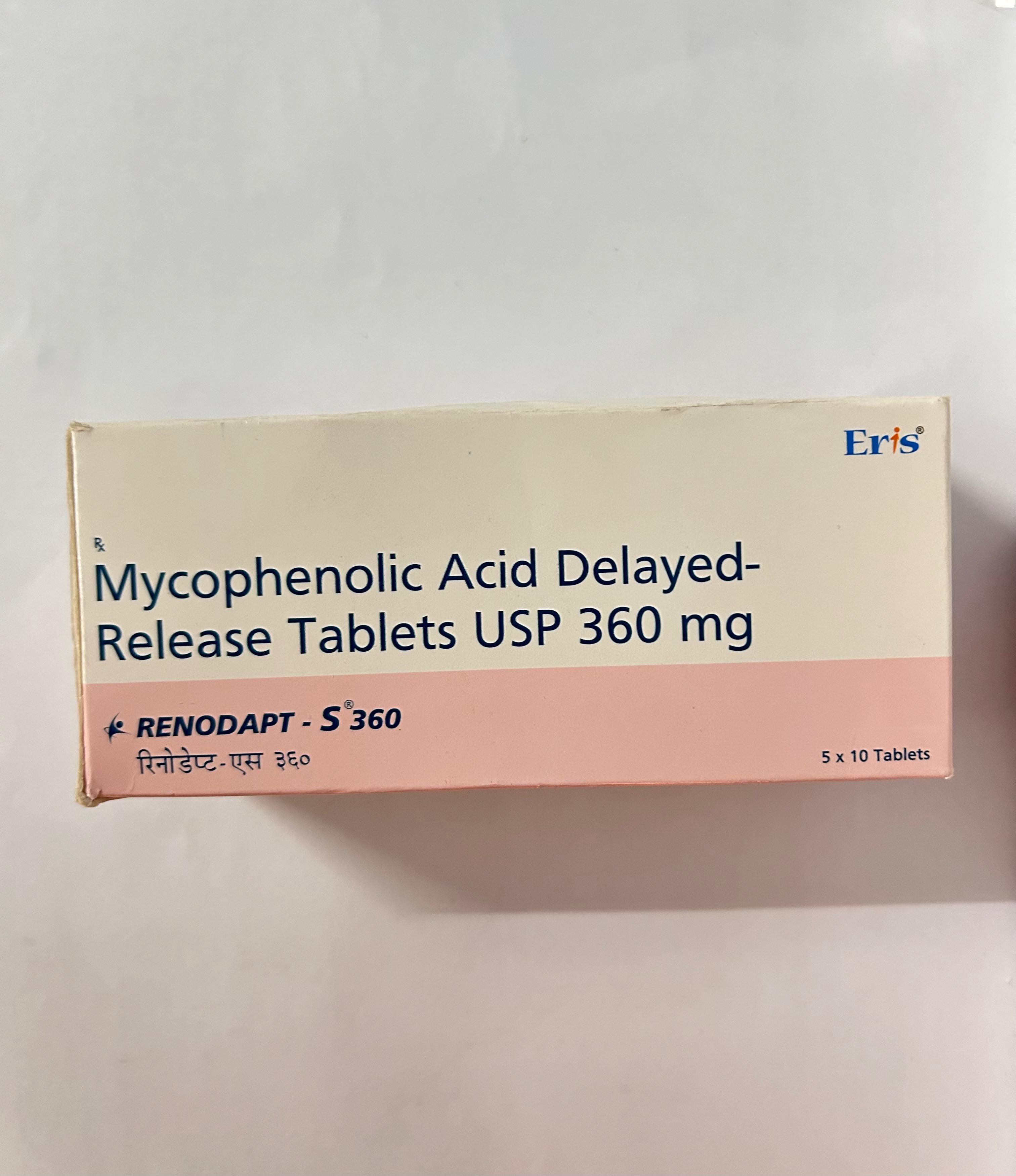 Renodapt-S 360 Tablet, used primarily to prevent organ rejection in transplant recipients.