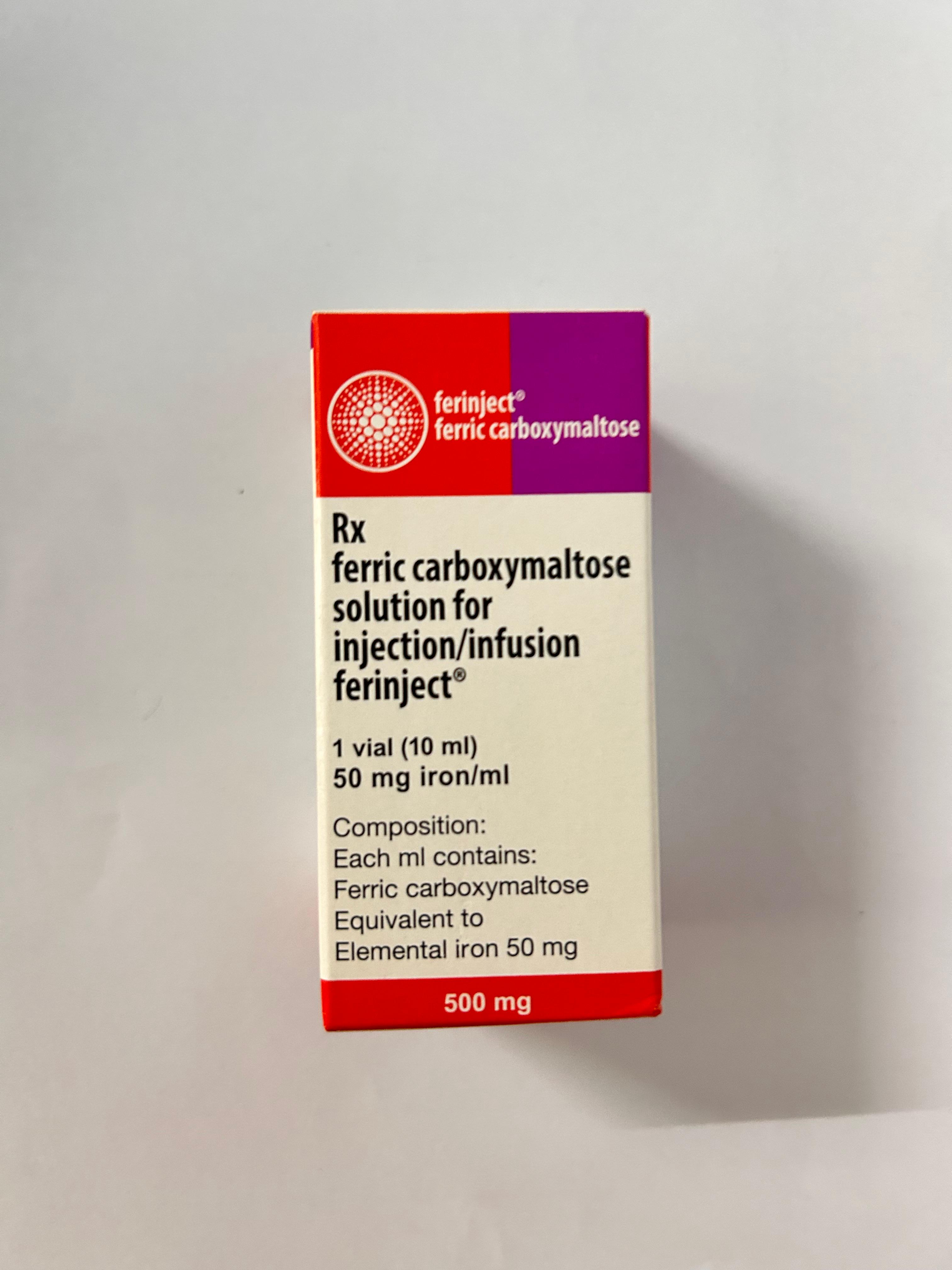 Ferinject 50mg solution for Injection, is used to treat iron-deficiency anemia