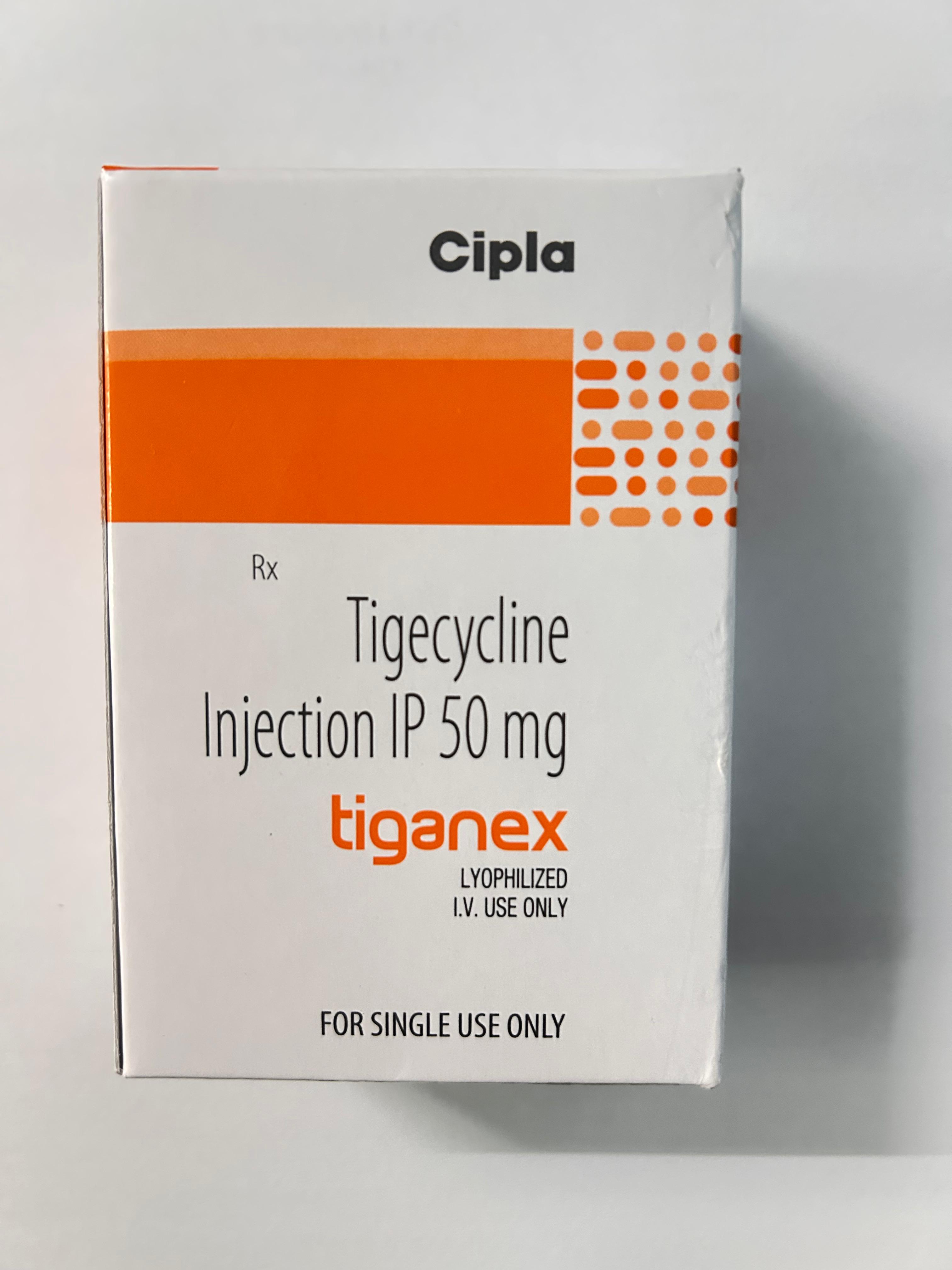 Tiganex 50mg Injection, used in the treatment of bacterial infection.