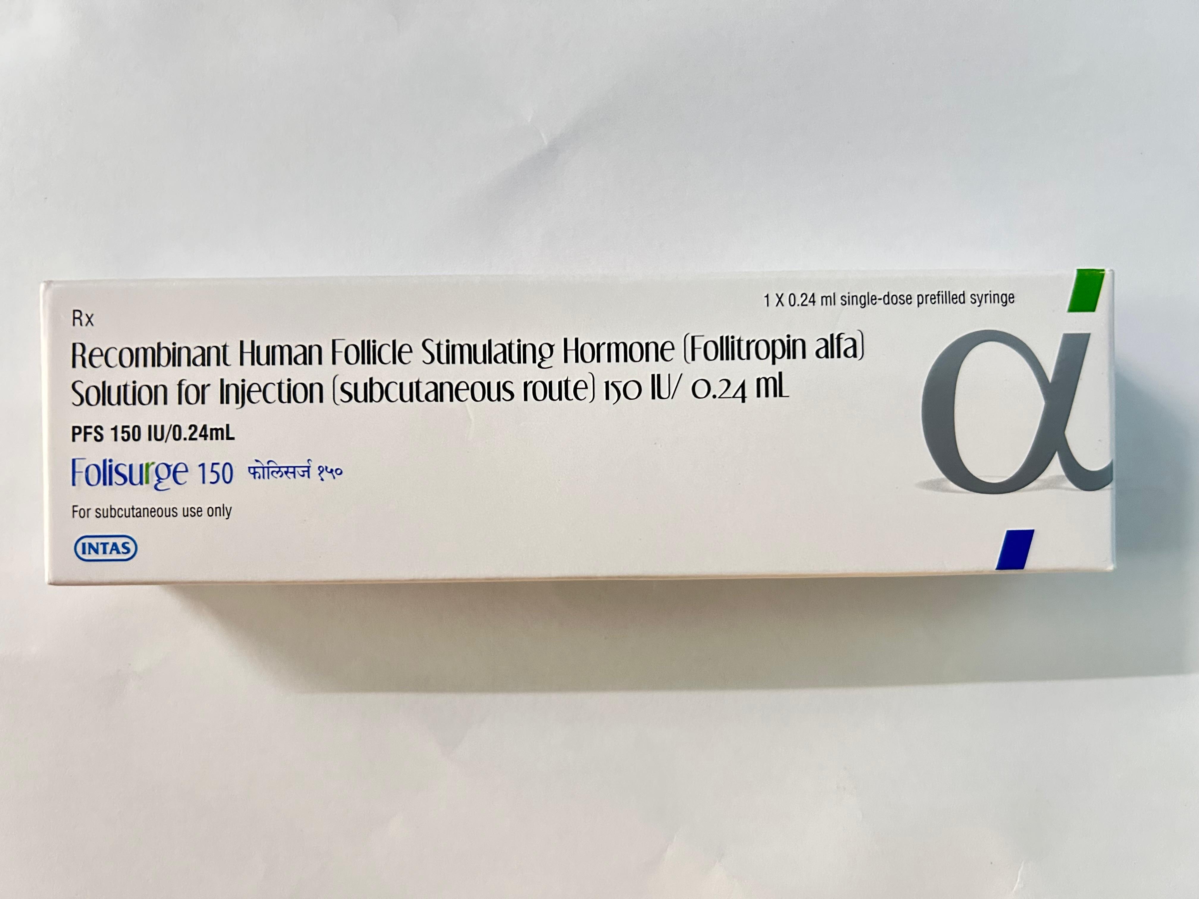 Folisurge 150IU Injection,  which is commonly used in fertility treatments.