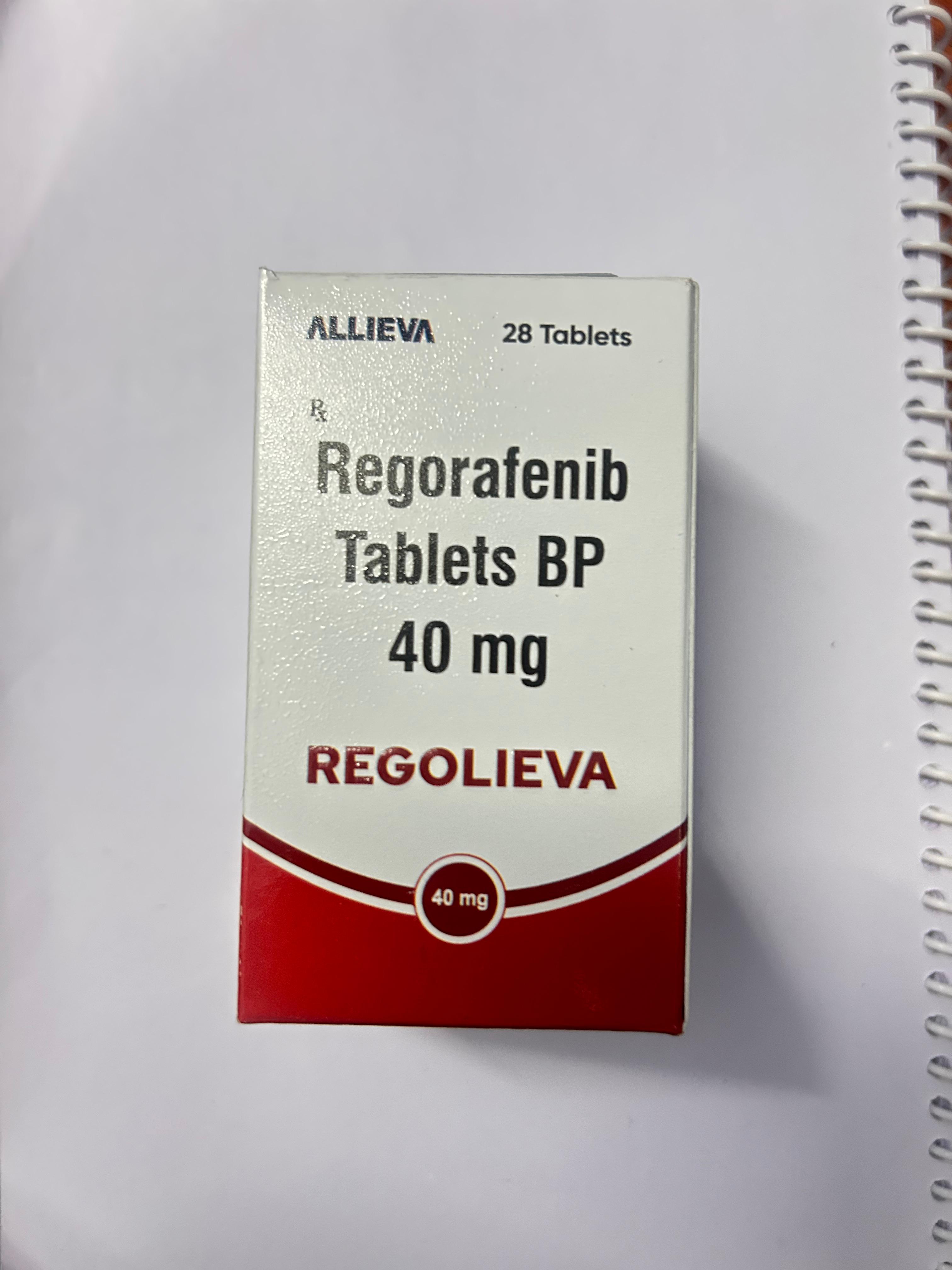 Regolieva 40mg Tablet, a multi-kinase inhibitor used in the treatment of certain cancers.