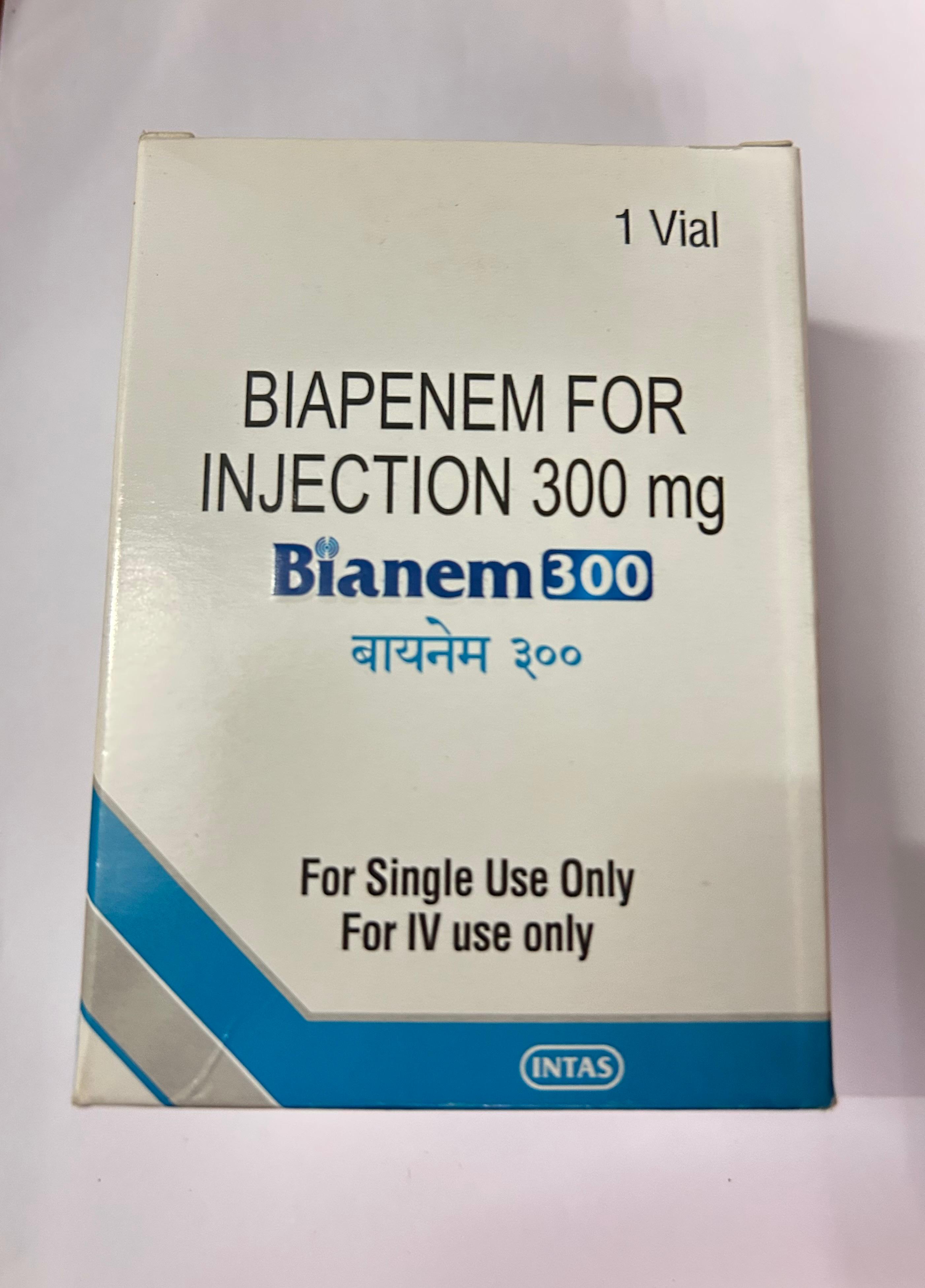 Bianem 300mg Injection, used to treat various serious bacterial infections.
