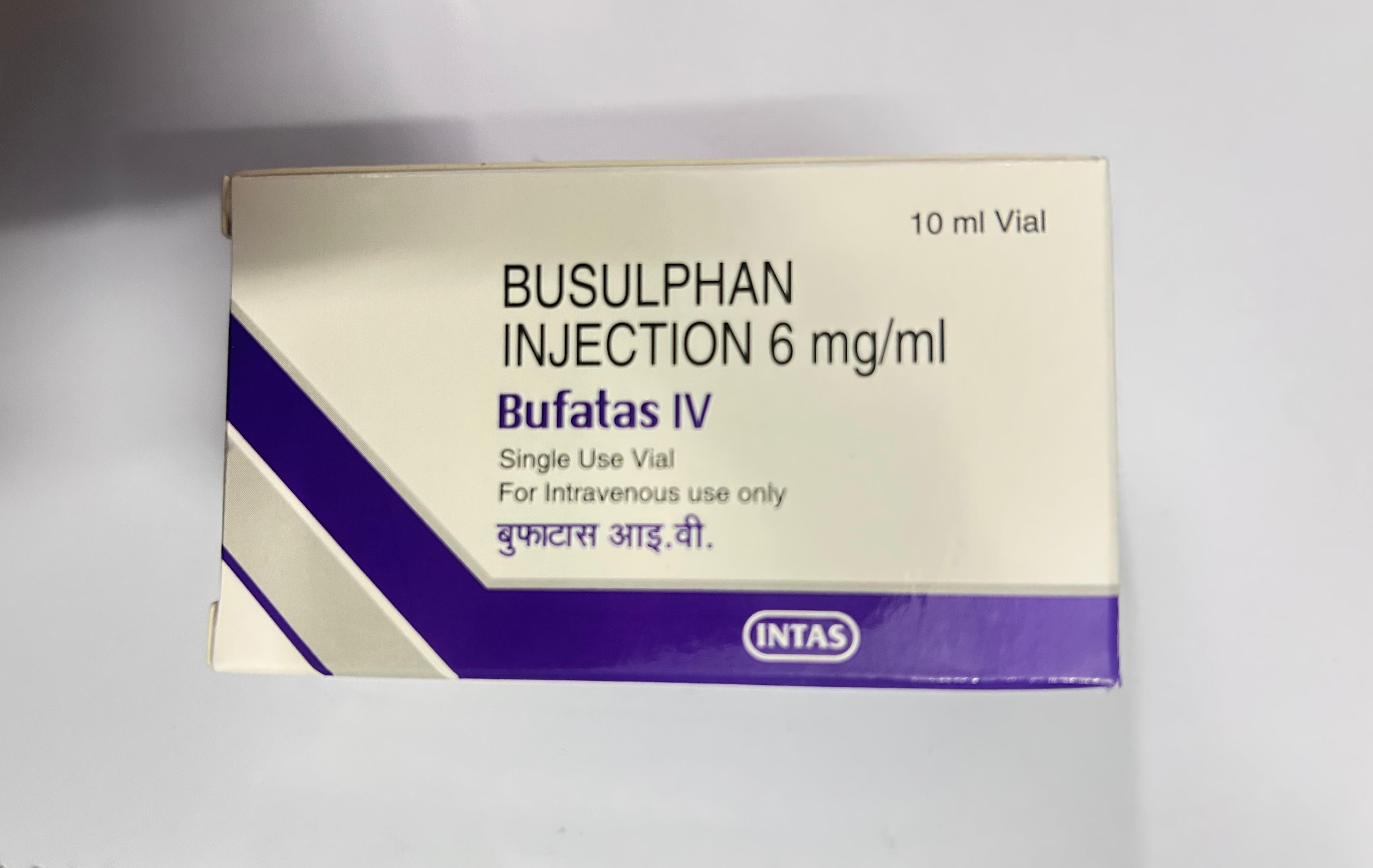 Bufatas IV 6mg Injection, used in chemotherapy, especially in preparation for bone marrow or stem cell transplantation.