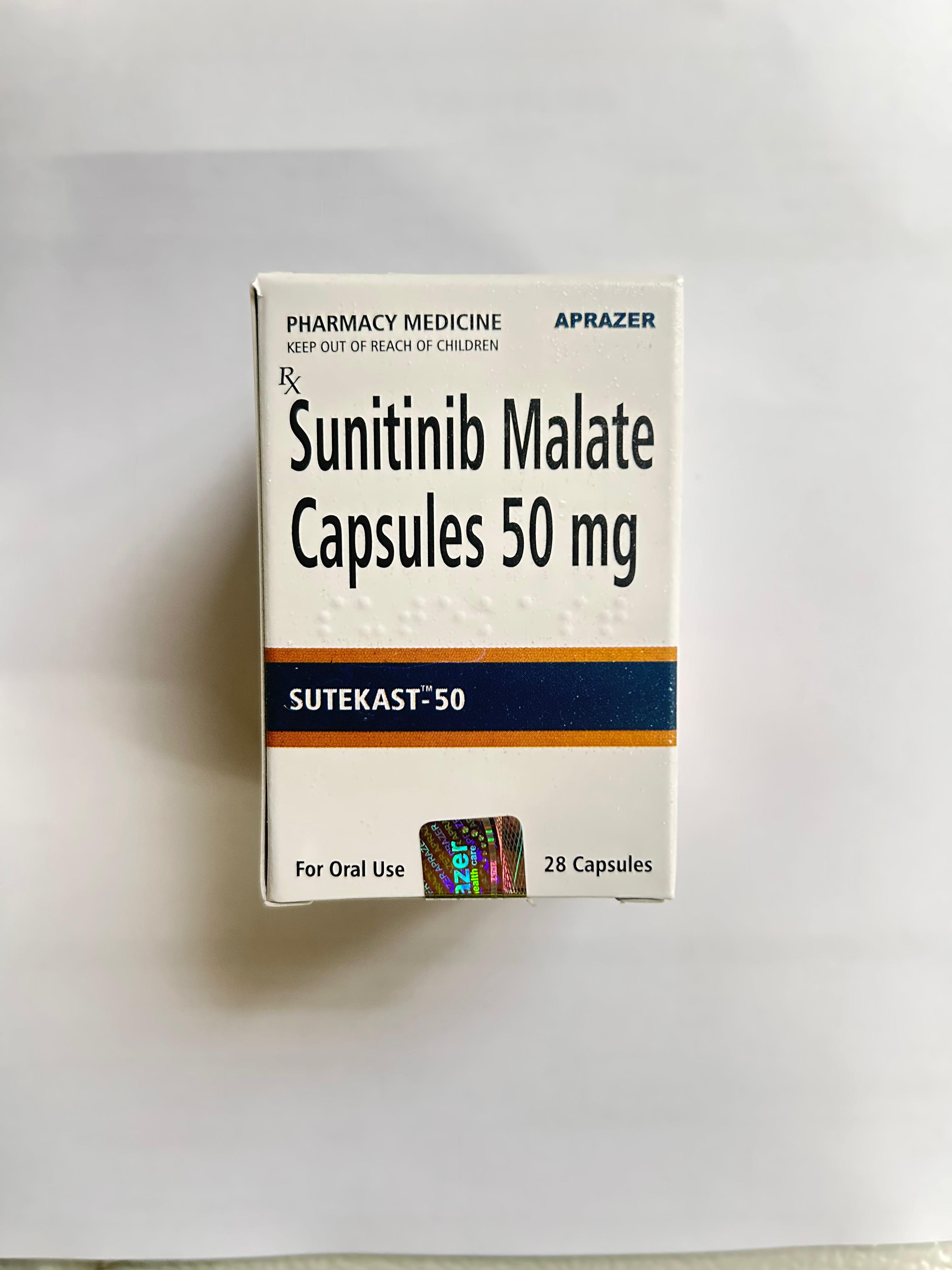 Sutekast 50mg Capsule is used to treat  renal cell carcinoma, gastrointestinal stromal tumors