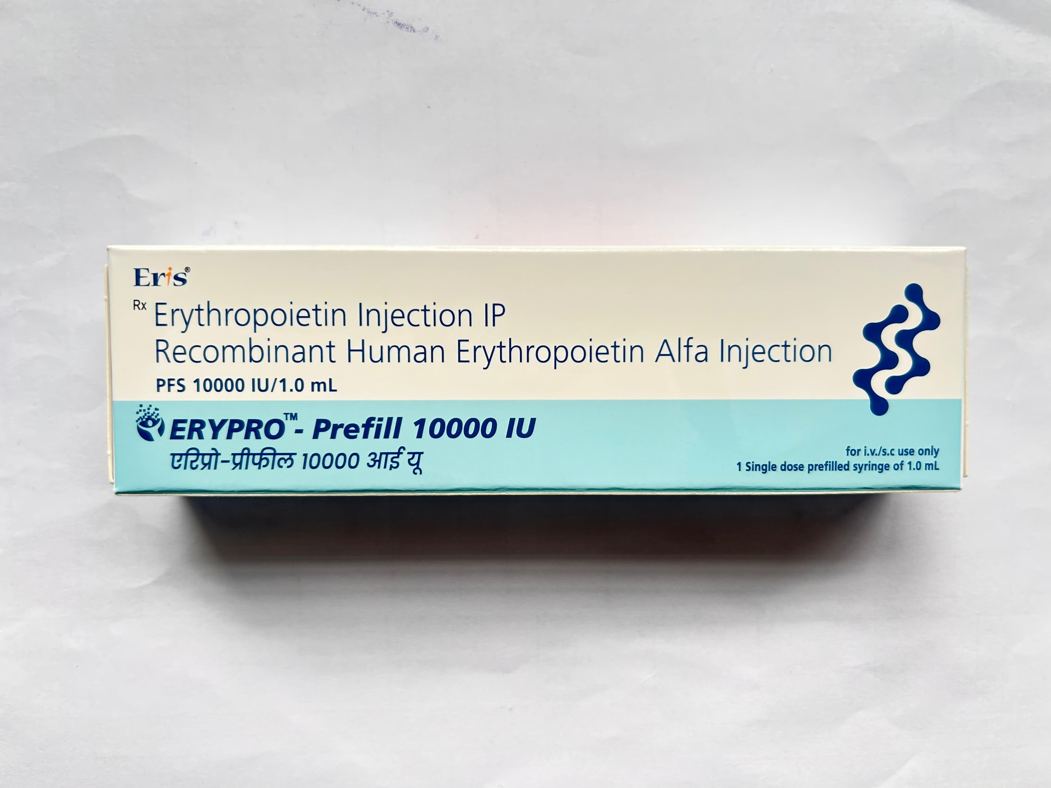 Erypro 10000IU Injection is used to treat anemia from HIV treatment, cancer chemotherapy.