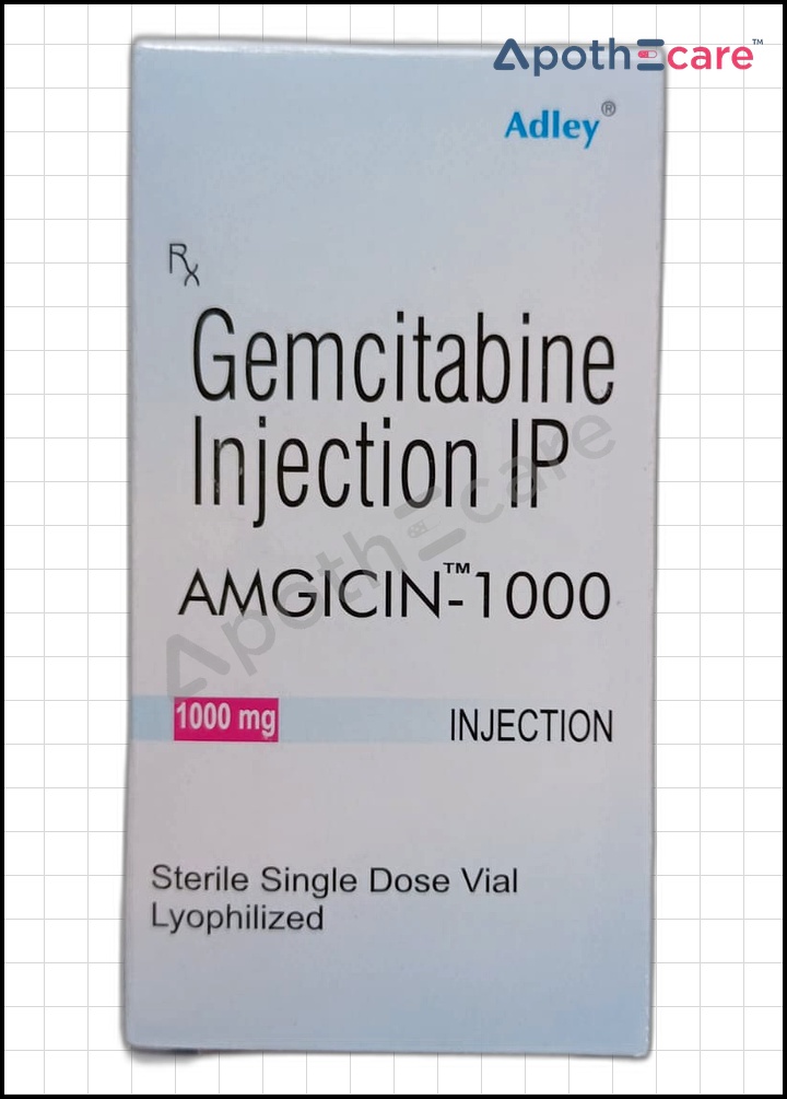 Amgicin 1000mg Injection used to treat Non-small cell lung cancer, Pancreatic cancer, Breast cancer, Bladder cancer