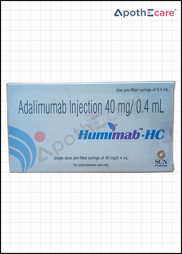 Humimab HC 40mg Injection Used to treat Rheumatoid Arthritis, Psoriatic Arthritis, Ankylosing Spondylitis, Crohn's Disease, Ulcerative Colitis