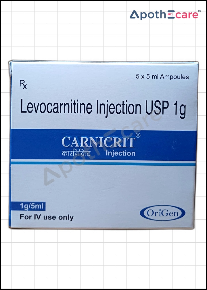 Carnicrit 1g Injection Used to Treat Carnitine deficiency, Uremic myopathy