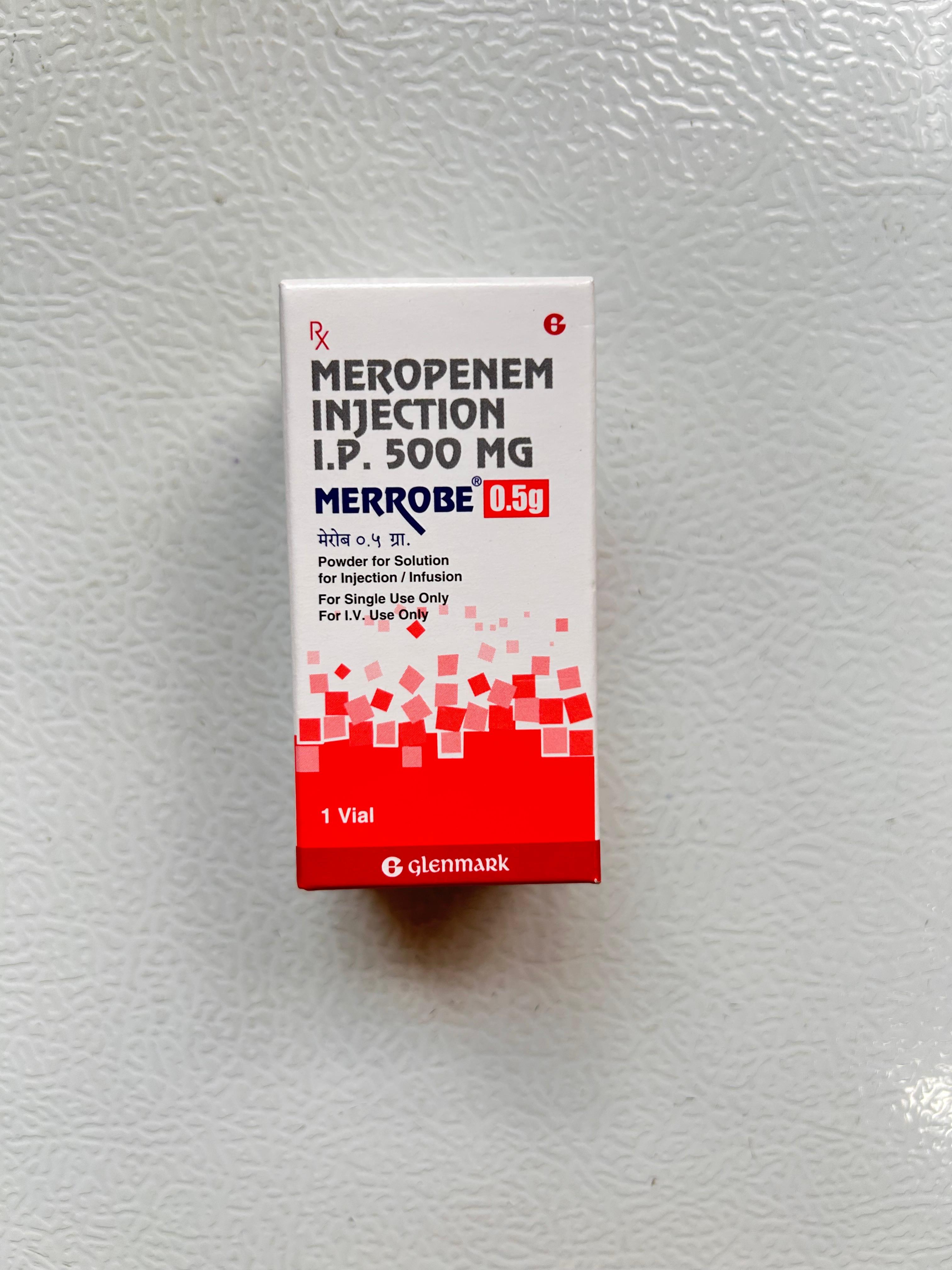 Merrobe 500mg Injection used to treat severe bacterial infections.