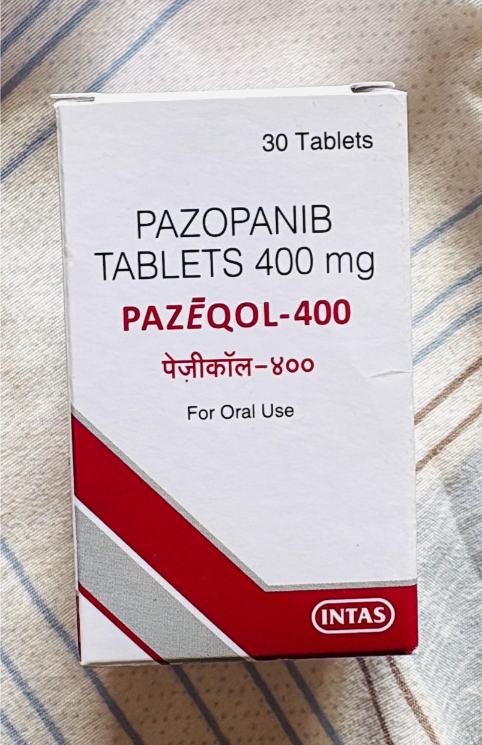 Pazeqol 400mg Tablet is used to treat soft tissue sarcoma and kidney cancer.