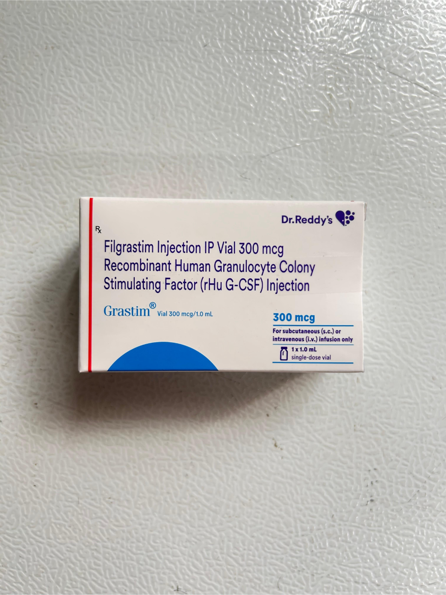 Grastim 300mcg Injection (Vial) stimulates the bone marrow to produce more white blood cells that help fight infection.